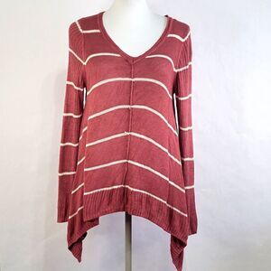 Pink Republic sweater coral pink striped size small
